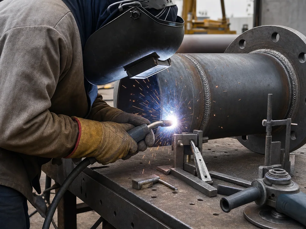 Clean welds on heavy steel by Andromeda Construction