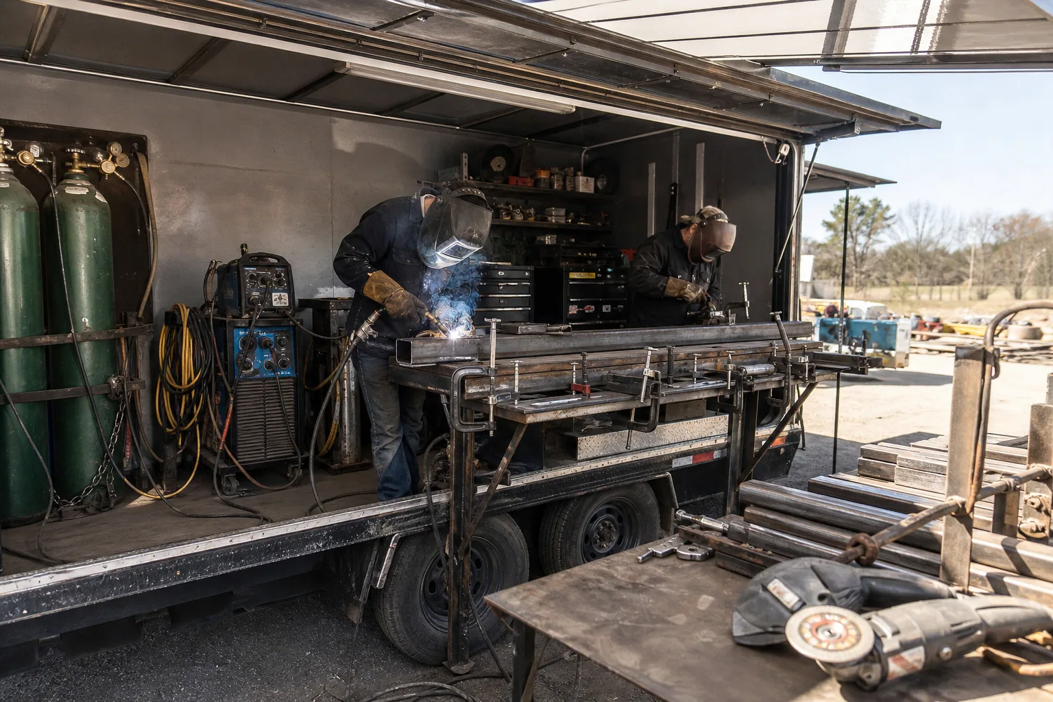 Mobile Welding Fabrication Shop Trailer in action