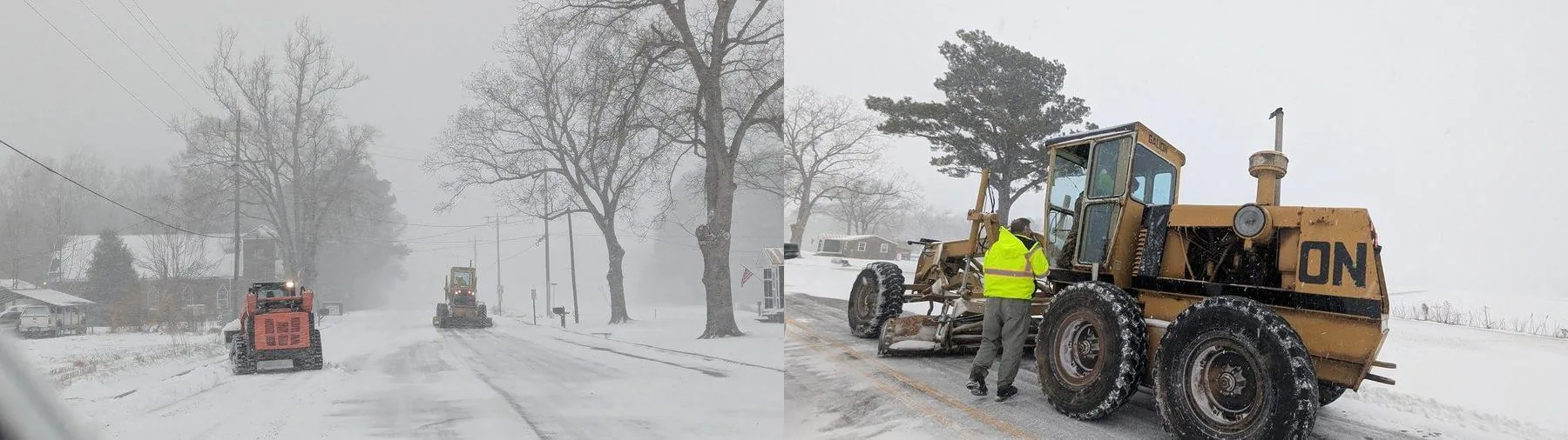 Motor grader on emergency snow removal