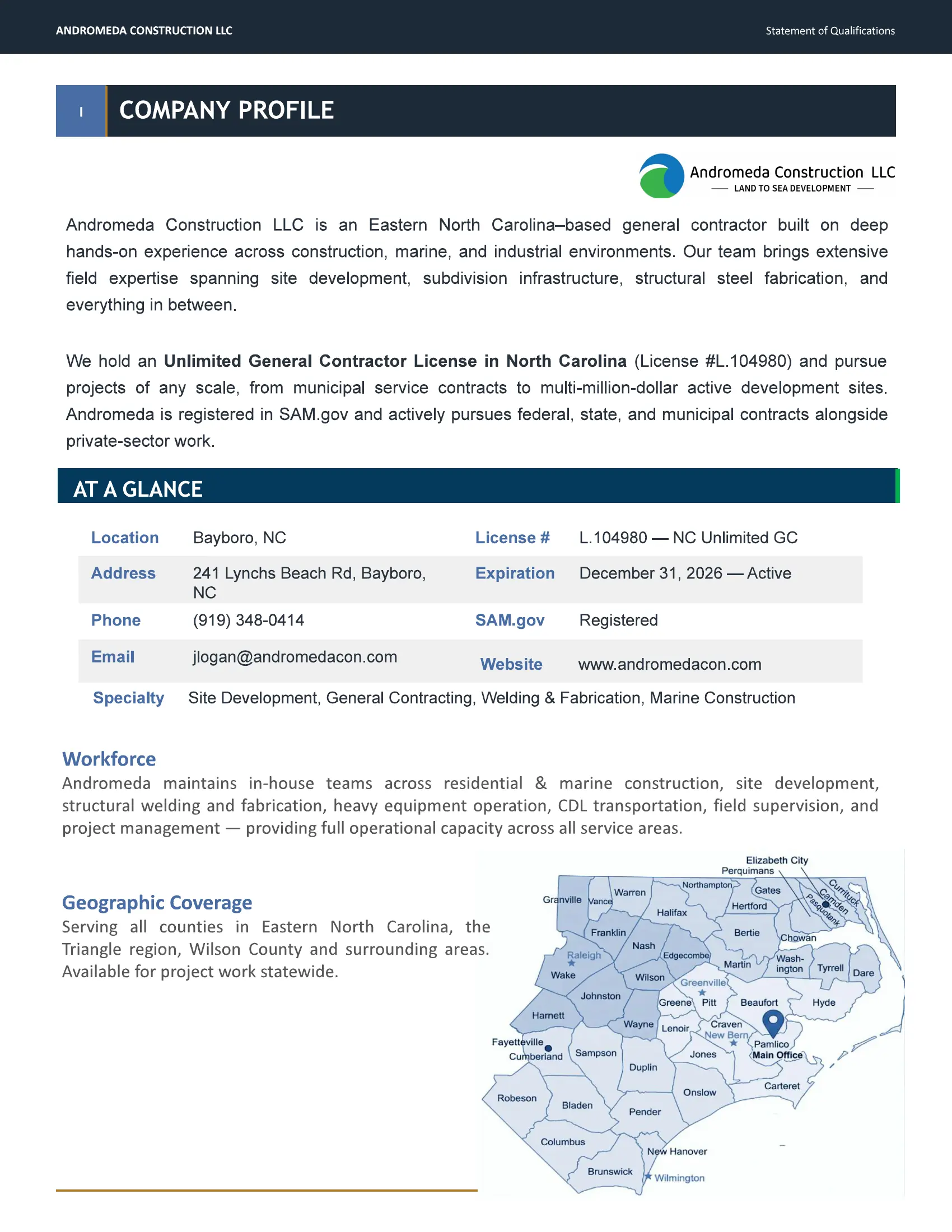 Statement of Qualifications page 3 — Company Profile